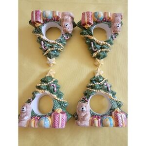 Vigor Vintage Christmas Tree Napkin Rings - Set of 4  - RARE - A